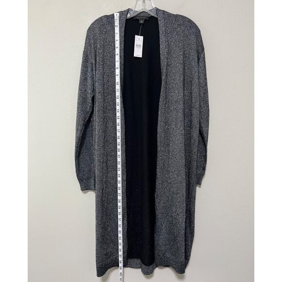 Ann Taylor Metallic Knit Open Front Cardigan Sweater Duster - Picture 9 of 12